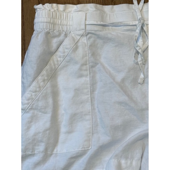 LOFT Women's White Linen Blend Drawstring Elastic Waist Shorts XL - Picture 2 of 7